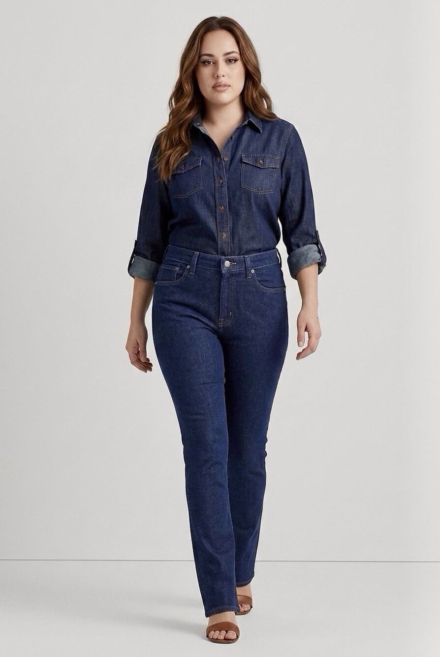 NWT Lauren Ralph Lauren Size 16W High Rise Boot Leg Super Stretch Premier Jeans